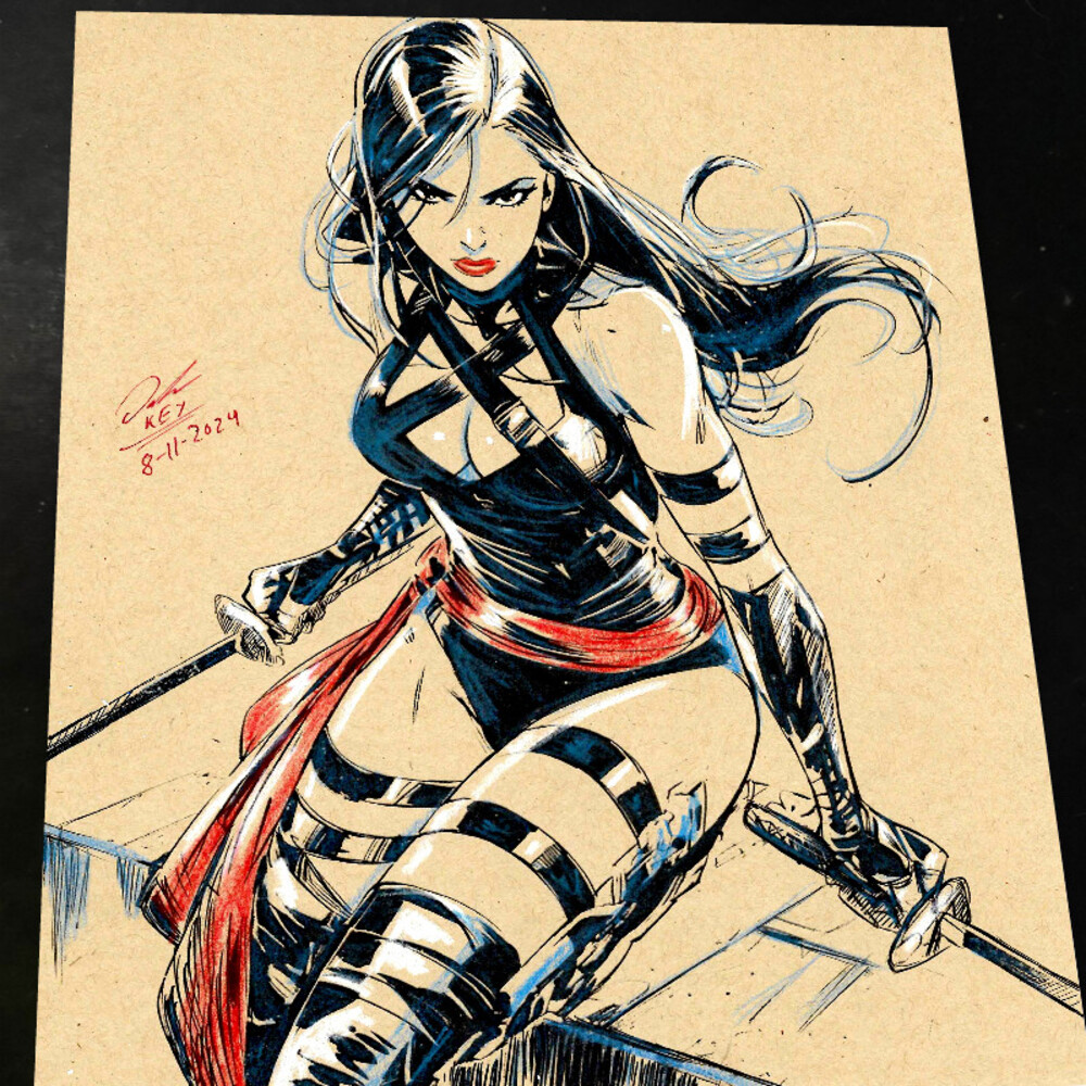 Psylocke Art Print Signed 8.5x11 | Art by Keyeske